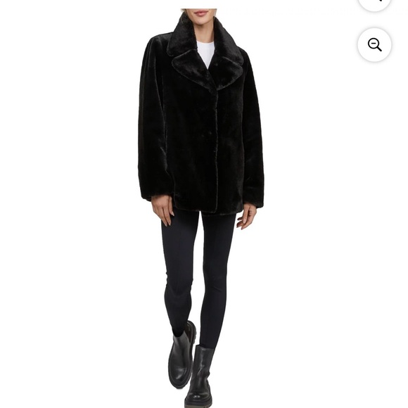 Like new Badgley Mischka Faux Fur Black short coat medium - Picture 3 of 5